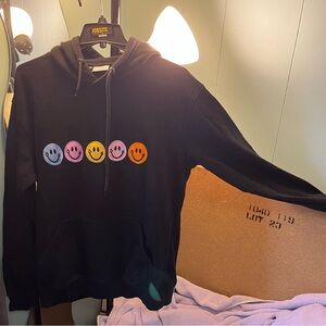 Colorful Smiley Face Black Hoodie